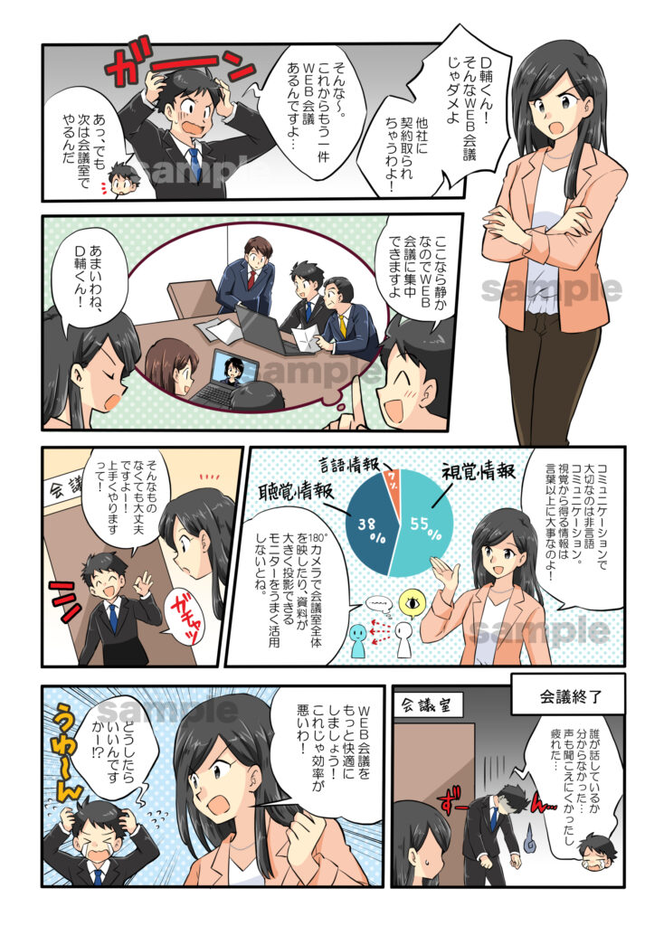 WEB会議をテーマにしたビジネス漫画